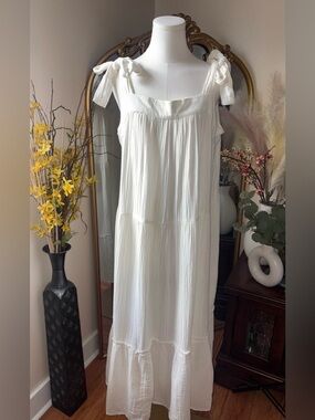 Wonderly White Tie-Shoulder Maxi Dress NWT